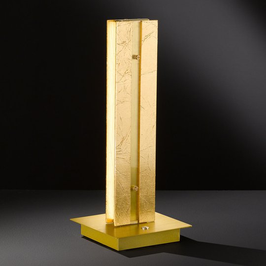 Dimbar LED-bordslampa Arlon med gulddekor