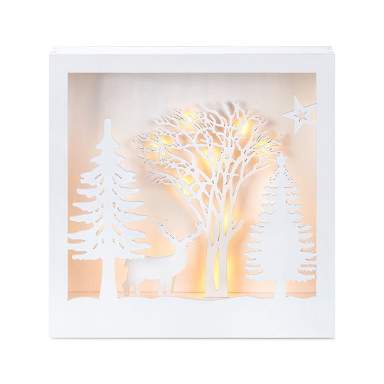 LED-belyst 3D-bild Folkabo av trä