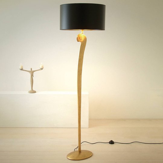 Elegant golvlampa LORGOLIOSO i guld-svart