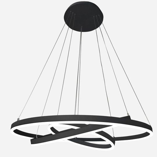 Arcchio Albiona LED-hänglampa, svart, 3 ringar