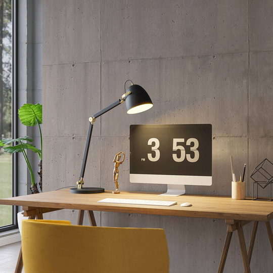 Lucande Nordin bordslampa svart/guld justerbar