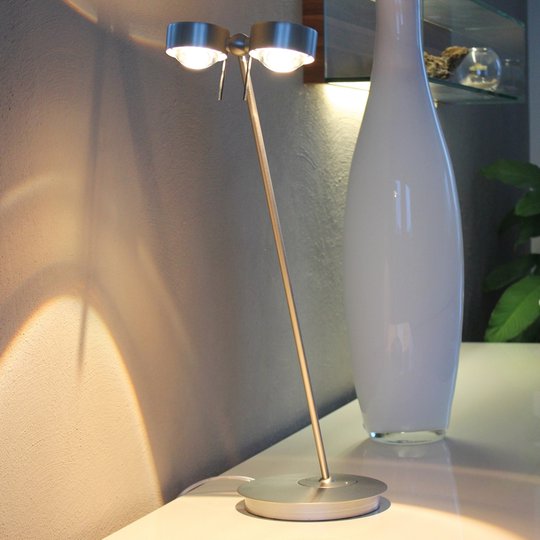 Bordslampa PUK TABLE med 2 lampor, krom