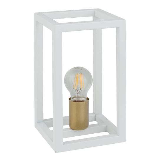 Bordslampa Aramis, öppet rätblock, vit/guld