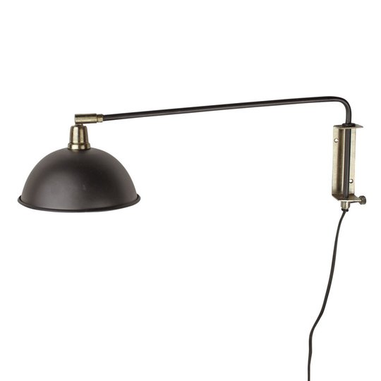 Vägglampa Arm Svart/Mässing (Svart)