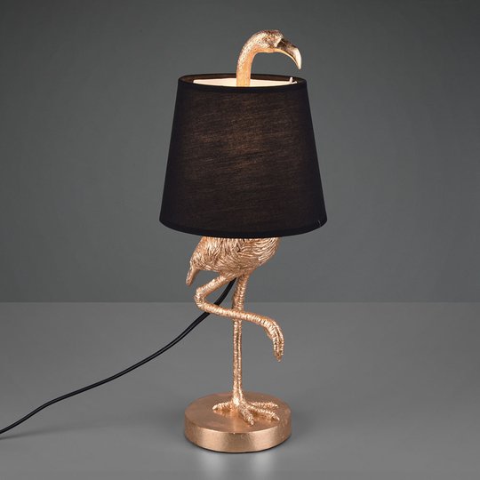 Bordslampa Lola med Flamingo-figur, svart/guld