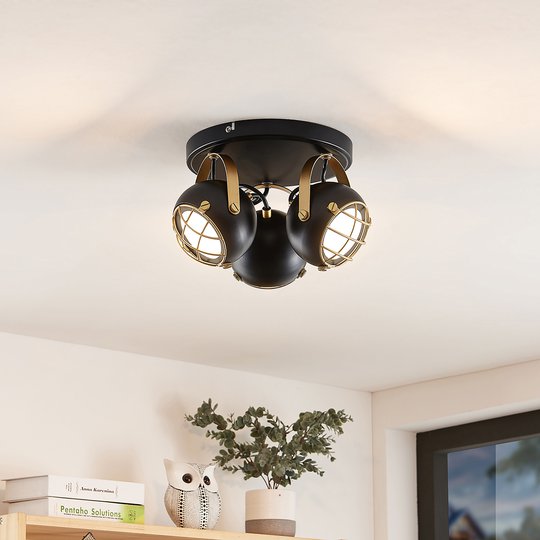 Lindby David LED-takrondell, gulddekor, 3 lampor