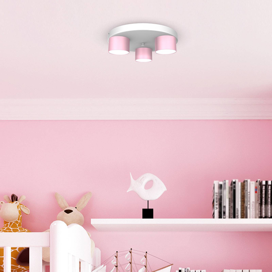 Taklampa Cloudy rondell 3 lampor rosa