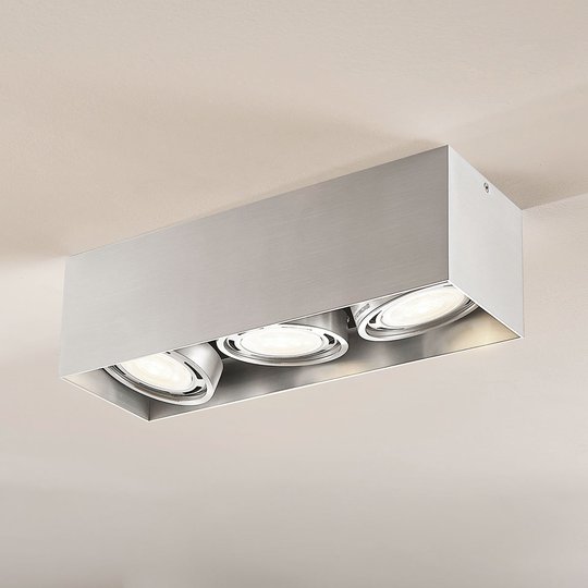 LED-downlight Rosalie kantig 3 lampor alu