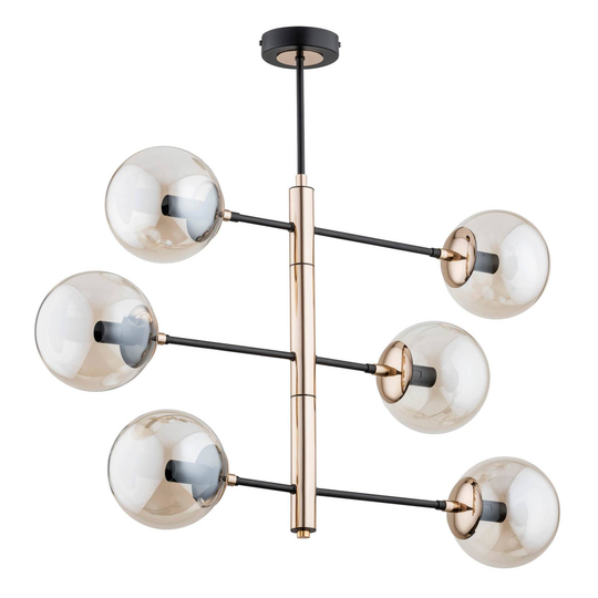 Taklampa Primas, svart-guld, höjd 66,5 cm