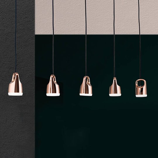 LED-hänglampa Tinus i koppar-guld med 5 ljuskällor