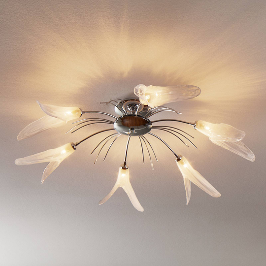 Blommig taklampa Irys i silver