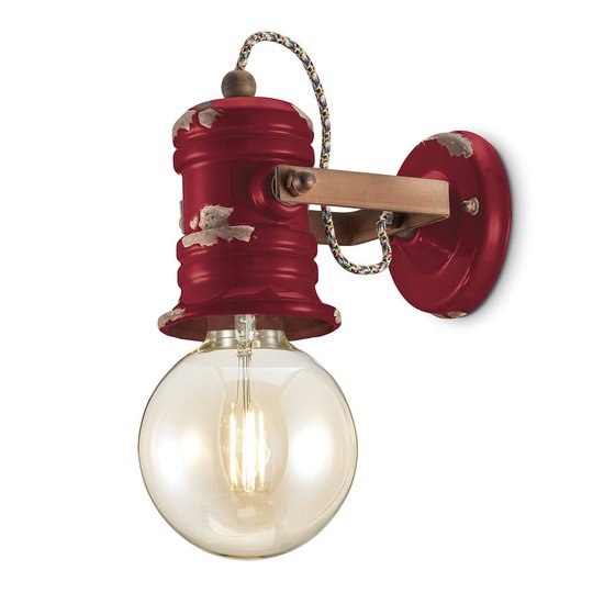 Vägglampa C1843 i vintage-design vinröd