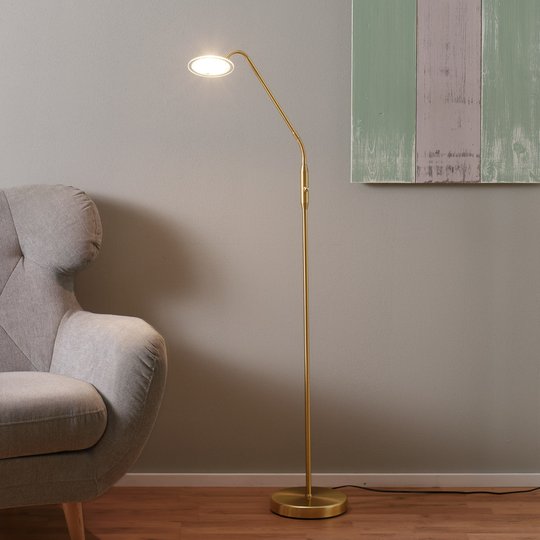 LED-golvlampa Twin, 1 lampa, mässing