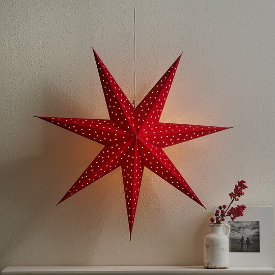 Stjärna Clara hängande, sammetslook Ø 75 cm röd