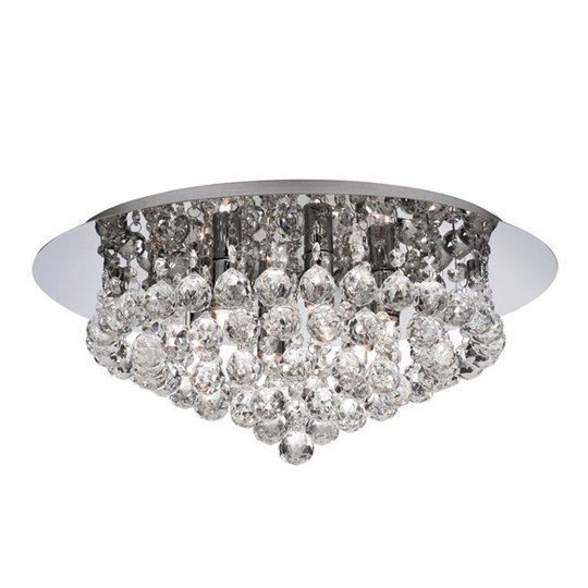 Taklampa Hanna krom med kristallkulor, 45 cm