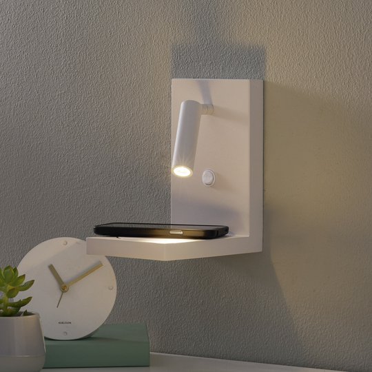 LED-vägglampa Zanzibar med läslampa, vit