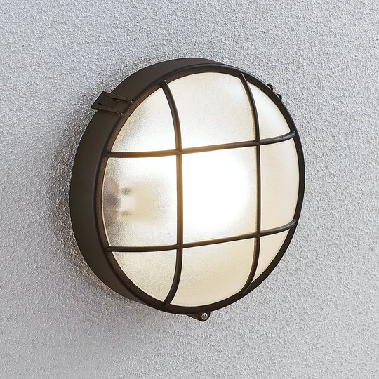 Utomhusvägglampa Alisha, rund, svart