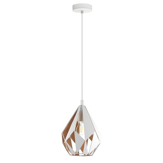 Hänglampa Carlton 1, vit-guld, Ø 20,5 cm