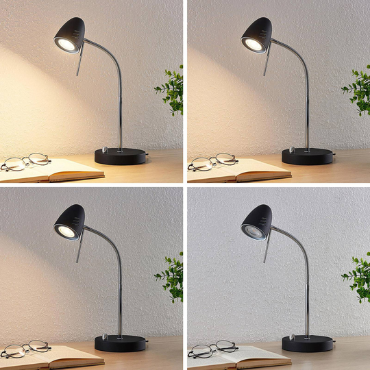 Lindby Shreena bordslampa av stål, svart