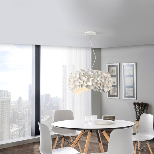 LED-hänglampa Narisa 5 x G9, Ø 47 cm, vit