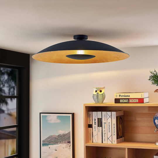 Lindby Narisara taklampa, svart-guld, 80 cm