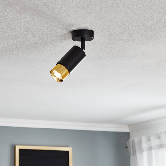 Takspotlight Kumo svart/guld 1 lampa