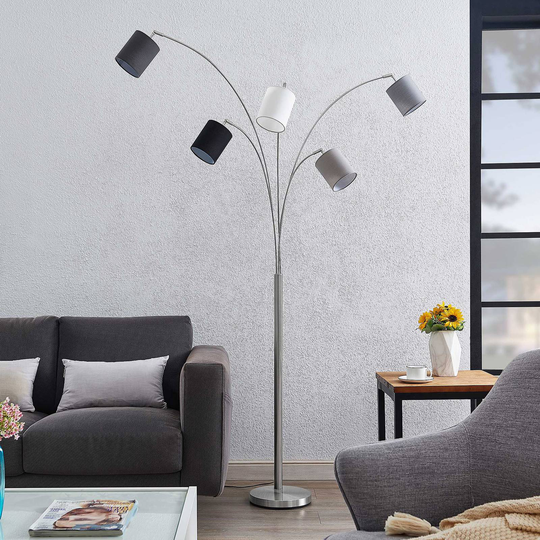 Lindby Abiram golvlampa, grå, svart, vit