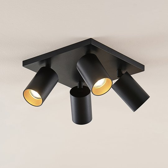 Spotlight Brinja, GU10, svart, 4 lampor