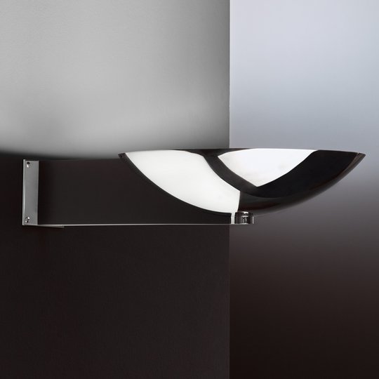 Art Deco-vägglampa med arm, förkromad och svart