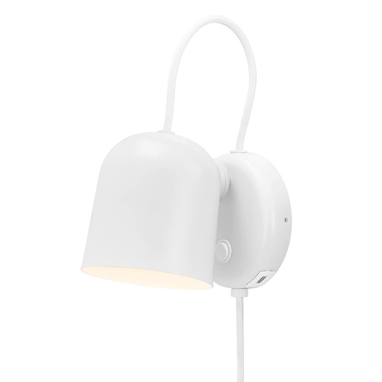 Angle vägglampa m. USB (Vit)