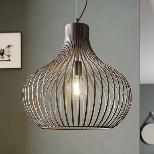 Lindby Frances hänglampa, brun, 1 lampa, Ø 48 cm