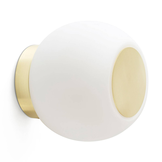 LED-vägglampa Moy i guld med glasskärm