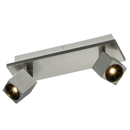 LED-takspotlight Cuba med 2 lampor i nickel matt