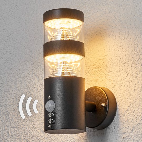 Sensor- utomhusvägglampa Lanea med LED