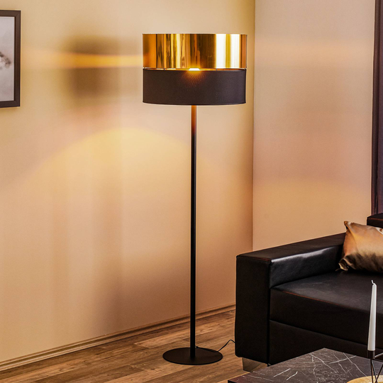 Golvlampa Hilton, svart/guld