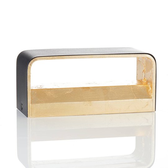 Lucande Sessa LED-vägglampa 20 cm svart-guld
