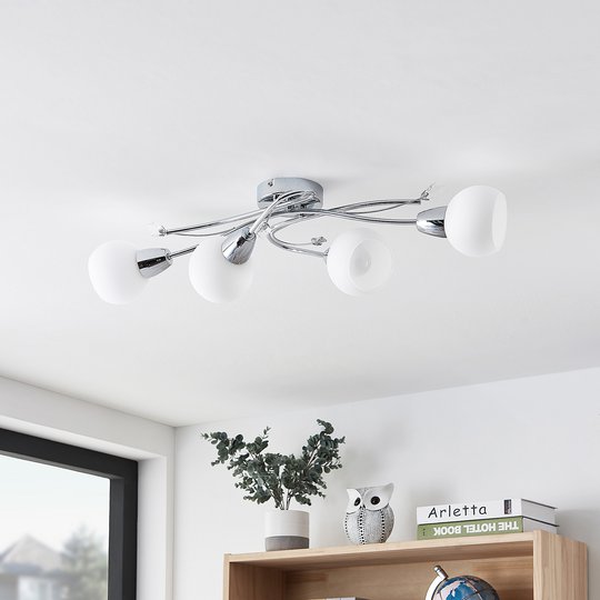 Lindby Floresca taklampa, 4 lampor, krom