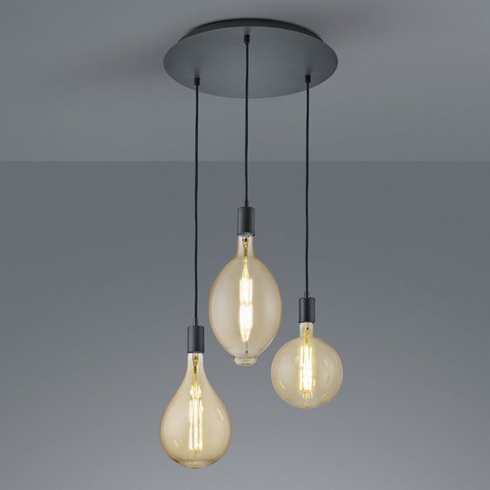 LED-pendellampa Ginster matt svart rund
