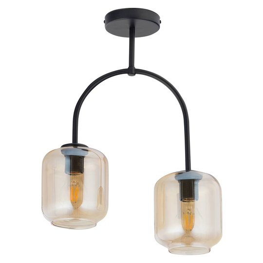 Taklampa Kanja, 2 lampor, svart/amber