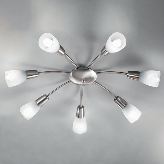 Satinerad taklampa LORENA med 7 lampor