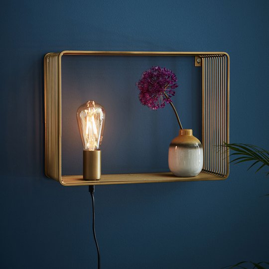 Vägglampa Shelf, guld