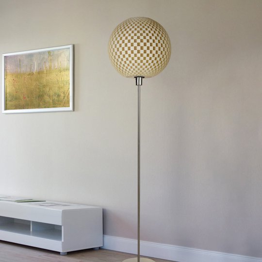 Golvlampa Flätverk, kula, creme-vit