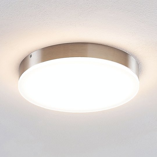 Lindby Leonta LED-taklampa, nickel, Ø 25 cm