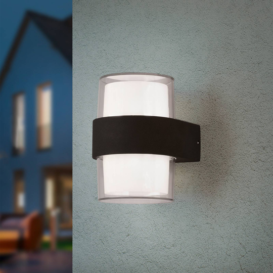 LED-utomhusvägglampa Molina, rund, antracit