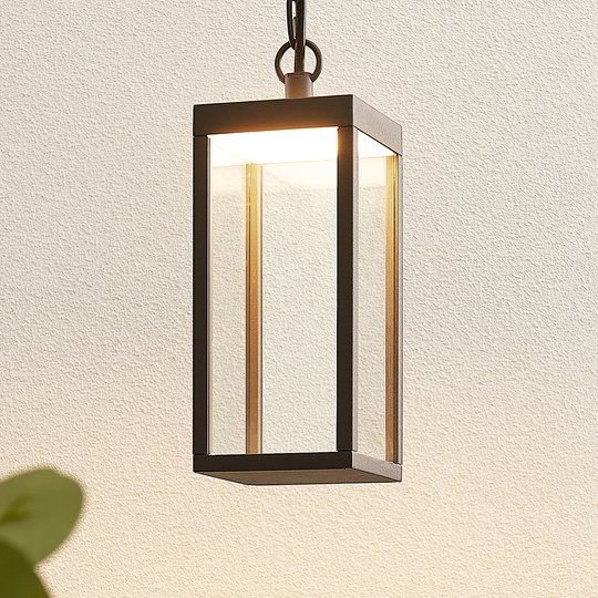 LED-utomhushänglampa Cube med glasskärm, 26 cm