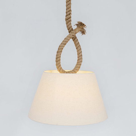 Hänglampa Rope med naturrep och textilskärm