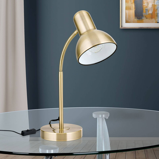 Skrivbordslampa Nemo, flexibel, gammal mässing