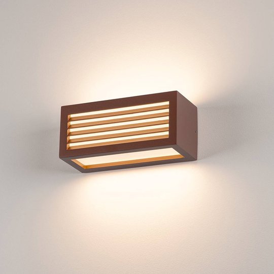 SLV Box-L LED-vägglampa, rost, direkt/indirekt
