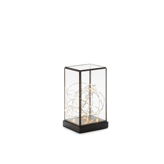Glaslanterna 20cm LED (Svart)