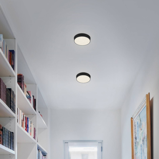 LED-taklampa Flame Star, Ø 15,7 cm, svart